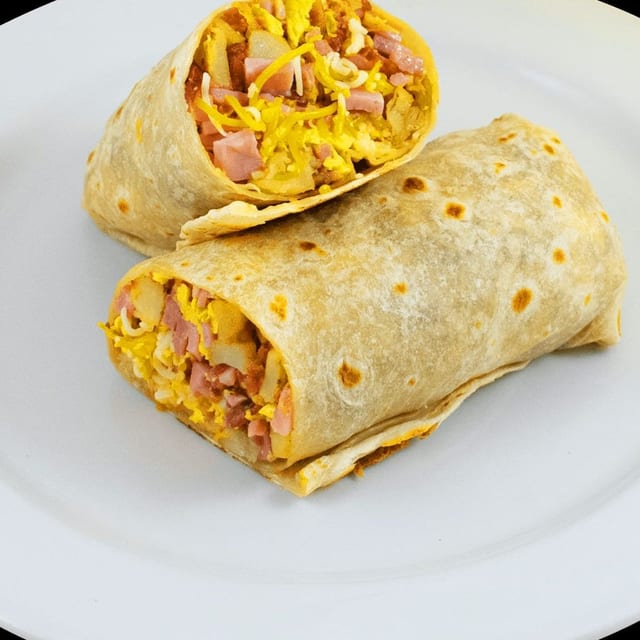 Ham or Bacon Burrito,Burrito de Jamón o tocino.